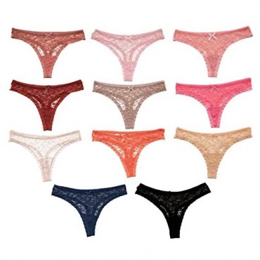 Alyce Ives Intimates 12 Pack Womens Lace Thong Assorted Colors