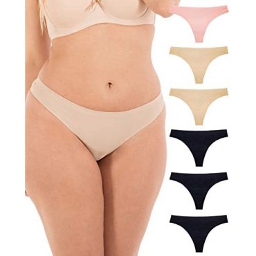 Barbra Lingerie Thongs Underwear for Women Small to Plus Size- 6Pack Seamless Sexy Thong Panties