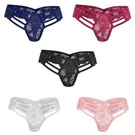 Besame Women Thong Lace Panties Lycra Spandex Underwear Lingerie 5 Pack