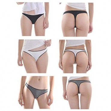 ETAOLINE Women's Cotton Thong Underwear Sport Seamless Panties Hipster Pack of 5