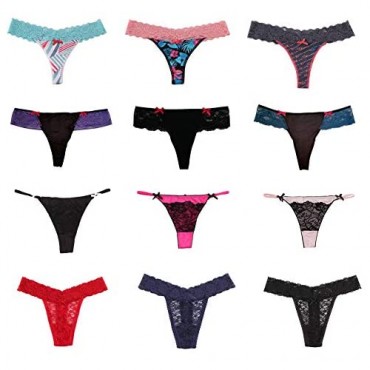 Horiol 10 Pack Variety Of Panties For Women Sexy Lace Thongs G-Strings T-Back Cotton Briefs Underwear
