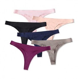 iLoveSIA Seamless Thongs Satin Panties No Show Underwear for Women Multipack
