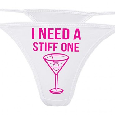 Knaughty Knickers - I Need A Stiff One White Thong - Fun Flirty Underwear - Panty Game Bachelorette Bridal Lingerie Shower