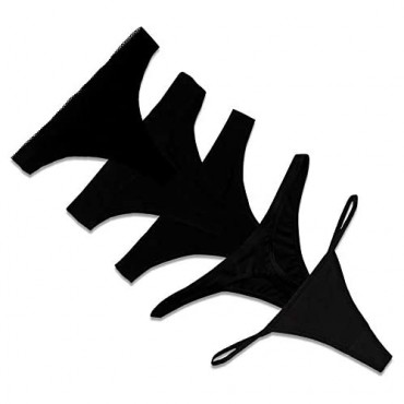 Livingtex 5 Pack Black Colored Assorted (Design) Women's Thong
