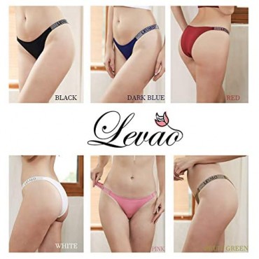 Sexy Panties LEVAO Thongs for Women Letter Rhinestones G-String Low-rise Tanga Stretch Underwear Pack of 6