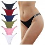 Sexy Panties  LEVAO Thongs for Women Letter Rhinestones G-String Low-rise Tanga Stretch Underwear Pack of 6