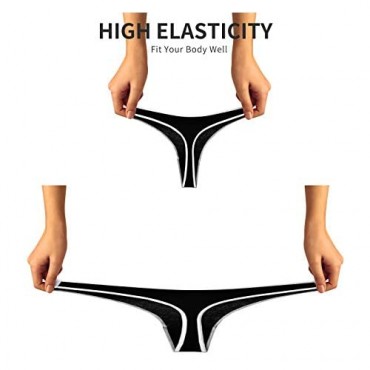 Thongs for Women Sexy，100% Cotton Thong Women Panties Sexy Thongs Breathable Cotton Black-Red-White Underwear 5 pack