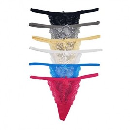 Vision Underwear 6-Pack Sexy Lace G-String Thong Panties