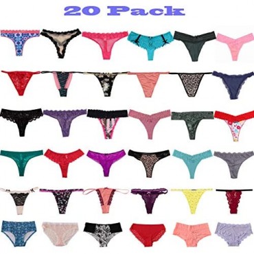 WDX Womens Thong Underwear Pack 20 G String Panties Sexy Cheeky Panty Variety Pack