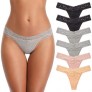 Women's Thongs  T Back Low Waist See Through Panties Cotton Seamless Lace Thongs for Women