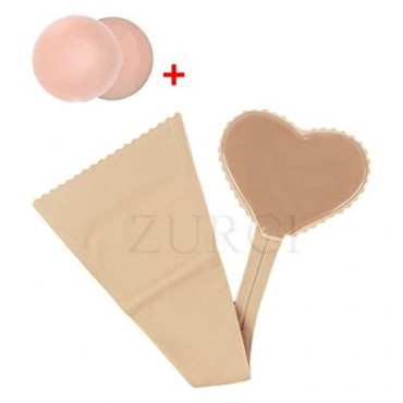 Zurci Womens Invisible Panty Heart Shaped Underwear Panties Dress Necessary & Nipple Cover