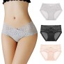 3 Pack Women's Sexy Bikini Comfy Panties Silky Underwear Lace Hipster Seamless Briefs