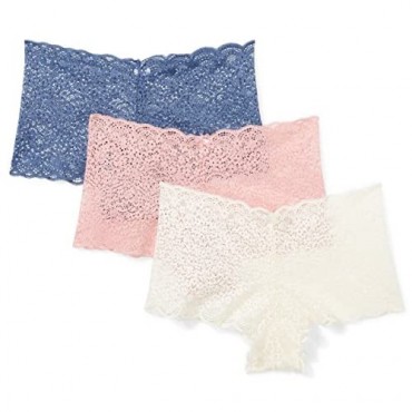 Brand - Mae Women's Galloon Lace Cheeky Underwear 3 Pack