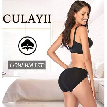 CULAYII Women's Underwear Cotton Bikini Panties High-Cut Hipster Seamless Bikinis Panty Underwears For Womens 10 Packs