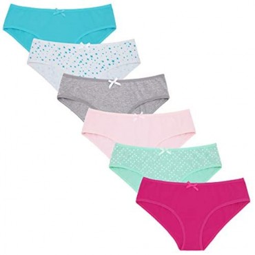 Curve Muse Womens Cotton Low-Rise Bikini Hipster Panties Underwear-6 Pack
