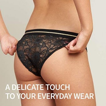 DANISH ENDURANCE Women’s Lace Bikini Panties 2 Pack Soft Comfortable Underwear Breathable Sexy & Stretchy