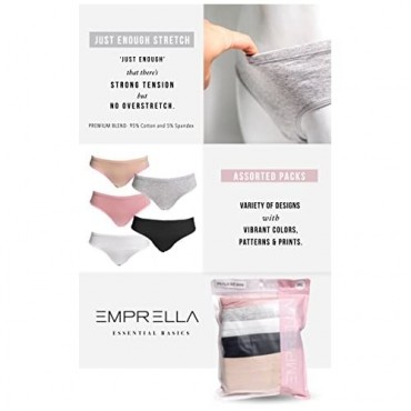 Emprella Plus Size Underwear for Women 5 Pack Ladies Bikini Panties Comfort Cotton