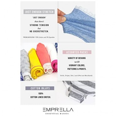 Emprella Women Underwear 10 Pack Womens Cotton Stretch Bikini Panties for Ladies