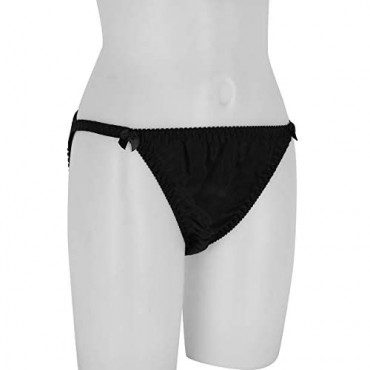 iEFiEL Women's Pure Color Silk Panties Soft Smooth String Bikini Briefs Beach Underwear