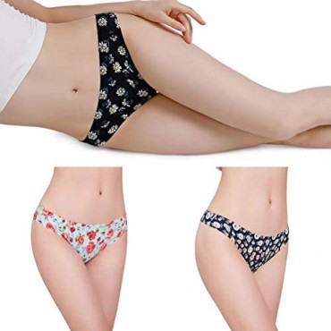 JFAN Women's Thongs Breathable Bikini Panties Sexy Seamless Underwear 5 Pack