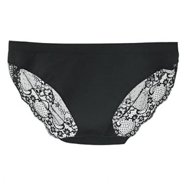 LIQQY Women's 3 Pack Low Rise Cotton Lace Coverage Bikini Panties Underwear
