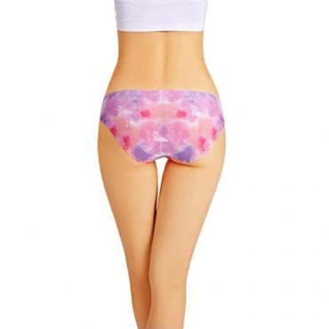 Morvia Seamless Women Bikinis Soft Stretch Panties Low Rise Hipsters Underwear Floral Pattern Multi-Pack