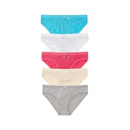 Nabtos Women's Cotton Underwear Sexy Bikini Polka dot Panties Pack of 5