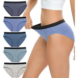 RHYFF Women's Underwear Cotton Panties for Women Stretch High-Cut Bikini Underwear Ladies Panty 5 Pack