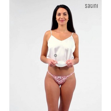 Satini Women's Polkadot Tanga Bikini Briefs Satin Panties