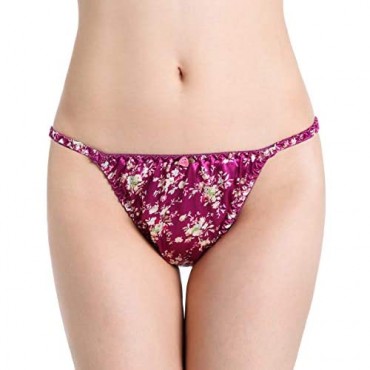 Satini Women's Satin Floral Bikini Briefs Panties