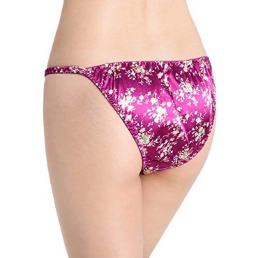 Satini Women's Satin Floral Bikini Briefs Panties