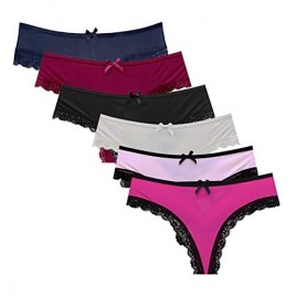 Women's Lace Thong Bikini Panties Cute Design Soft Seamless Tangas