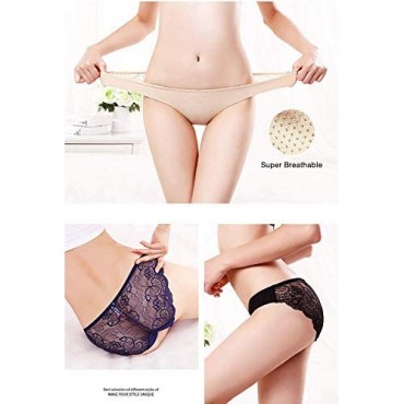 Womens Sexy Bikini Panties Seamless Underwear Lace Low-Rise Hipster Briefs Breathable Lingerie 6Pack
