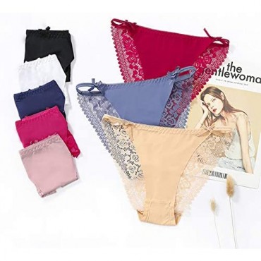 Women's String Bikini Panties Silky Sexy Lace Back Underwear 4 Pack
