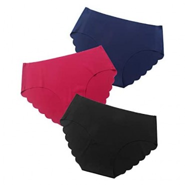 5 Pack of Women's Invisible Seamless Hipster Panties Mid-Rise No Show Laser Cut Brief Underwear