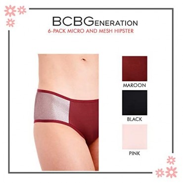 BCBGeneration Women's 6-Pack Micro and Mesh Sexy Hipster Panties Underwear