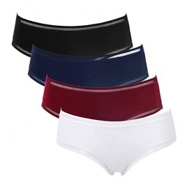 beautyin Women's Cheeky Bikini Panties Soft Underwear Lace Trim Thongs 4 Pack