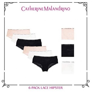 CATHERINE MALANDRINO Women's 6-Pack Seamless Lace Underwear Hipster Panties Black/White/Pink
