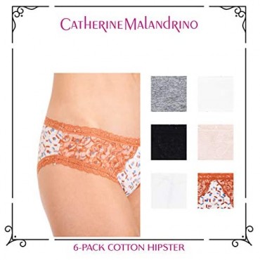 CATHERINE MALANDRINO Women's 6-Pack Seamless Scalloped Lace Hipster Panties