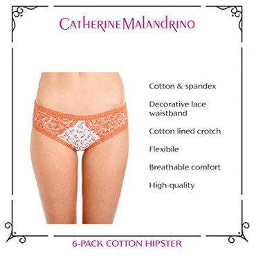 CATHERINE MALANDRINO Women's 6-Pack Seamless Scalloped Lace Hipster Panties