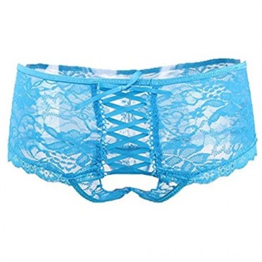 comeondear Elegant Plus Size Panties for Women Lace Thong Panties Mid Waist Underwear