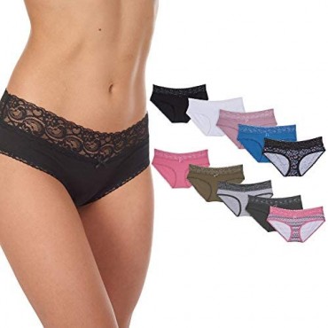 COVER GIRL Women's 10 Pack Cotton Spandex Hipster Underwear Panties Multicolor