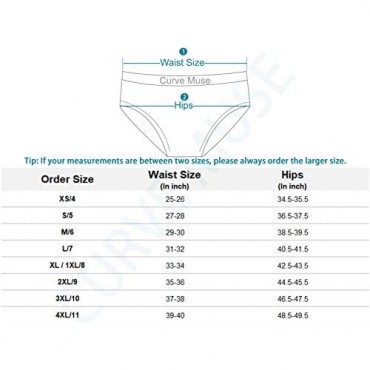 Curve Muse Womens Plus Size 100% Cotton Mid Waist Hipster Panties Underwear-6PK