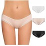 Ekouaer Womens Briefs Underwear with Lace Cotton Low-Rise Hipster Panties Soft Bikini 3 Pack (BWN-Part1  XXL)