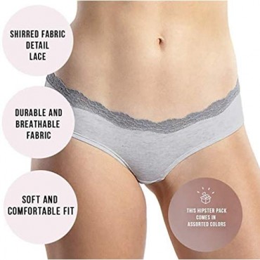 Emprella Womens Lace Underwear Hipster Panties Cotton-Spandex-10 Pack Colors and Patterns May Vary Assorted