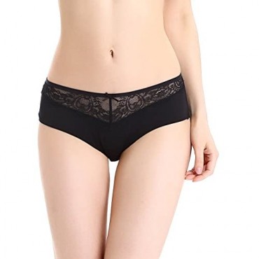 LIQQY Women's 3 Pack Cotton Invisible Lace Back Coverage Hipster Brief Panty Underwear