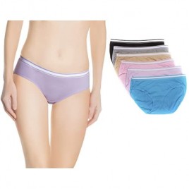Nabtos Cotton Underwear Moderate Coverage Hipster Panties for Women Sport Low Rise (Pack of 6)
