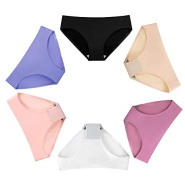 Nightaste Women Seamless No Show Hipster Panties Pack of 6pcs Ice Silk Low Rise Invisible Cheeky Underwear for Ladies