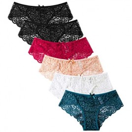 QLDYPA Women's Panties Underwear Sexy Lace Panties Soft Stretchy Hipster Panties ( 6 Pack)