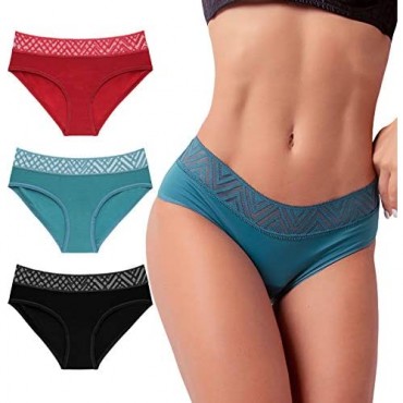 Womens Lace Underwear Briefs Sexy Lacy Satin Silky Hipster Panties Invisible Seamless Bikini Underwear Hi Cut 3 Pack